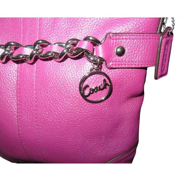 Coach Pebbled Leather Chain Duffle Convertible Crossbody Handbag in Blossom Pink - Picture 3 of 13